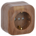 ERH14-K24-16 | Розетка одноместная для открытой установки РСш20-3-ХД с заземлением и защитной шторкой 16А GLORY дуб | IEK