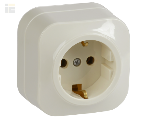ERH11-K33-16 | Розетка одноместная для открытой установки РС20-3-ХК с заземлением 16А GLORY кремовый | IEK