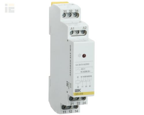 OIR-316-ACDC24V | Реле промежуточное модульное OIR 3 контакта 16А 24В AC/DC | IEK
