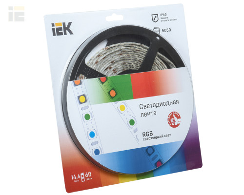 LSR2-3-060-65-1-05 | Лента светодиодная 5м блистер LSR-5050RGB60-14,4-IP65-12V | IEK