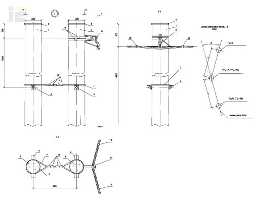 Опора УПд17 деревянная угловая промежуточная одноцепная