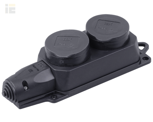 PKR62-016-2-K02 | Розетка (колодка) 2-местная РБ32-1-0м с защитными крышками IP44 ОМЕГА каучук | IEK