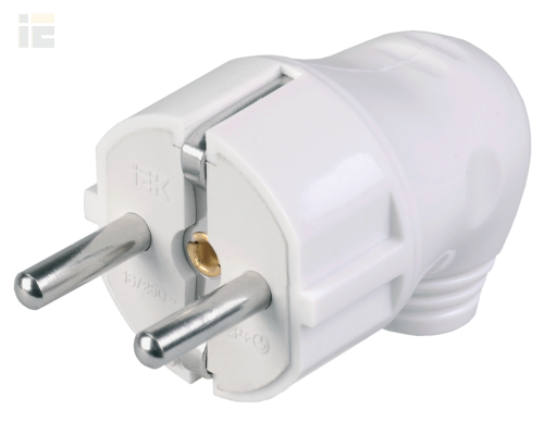 EVP11-16-01-K01 | Вилка разборная угловая ВПу11-01-Ст с заземляющим контактом 16А белая | IEK