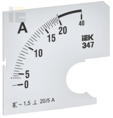 Шкала сменная для амперметра Э47 20/5А класс точности 1,5 72х72мм IEK