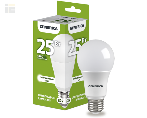 LL-A65-25-230-40-E27-G | Лампа LED A65 груша 25Вт 230В 4000К E27 | GENERICA