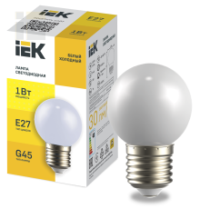 LIGHTING Лампа светодиодная декоративная G45 шар 1Вт 230В холодный белый E27 IEK