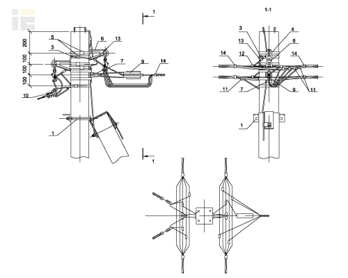 Опора ОА34 ж/б анкерная ответвительная двухцепная с ответвлением в одну сторону 2хСИП4-2