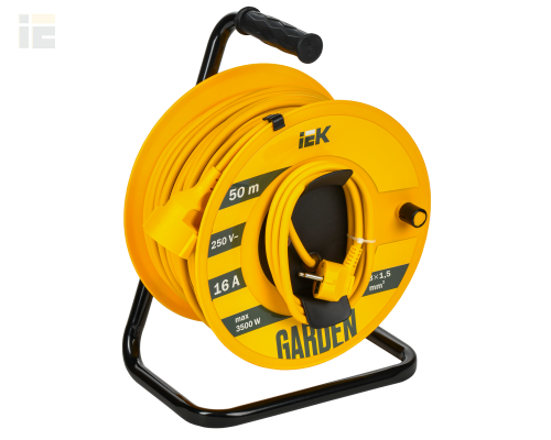 GARDEN Катушка УК50 1 место с заземлением с термозащитой 2P+PE 3х1,5мм2 50м