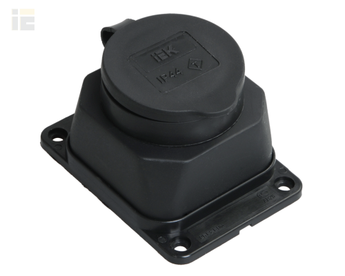 PKR11-016-2-K02 | Розетка настенная РБ13-1-0м с защитной крышкой IP44 ОМЕГА каучук | IEK