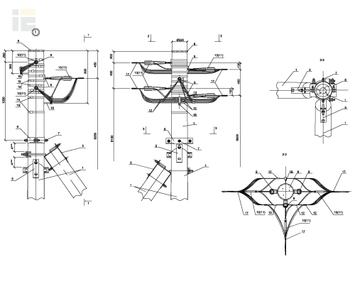 Опора ПОАд16 деревянная анкерная переходная ответв. двухцепная