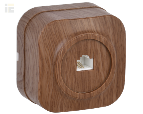 ETH10-K24 | Розетка одноместная для открытой установки телефонная РТ20-ХД GLORY дуб | IEK