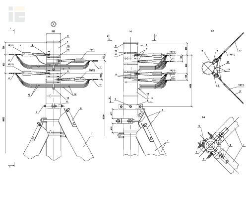 Опора УАд16 деревянная угловая анкерная двухцепная