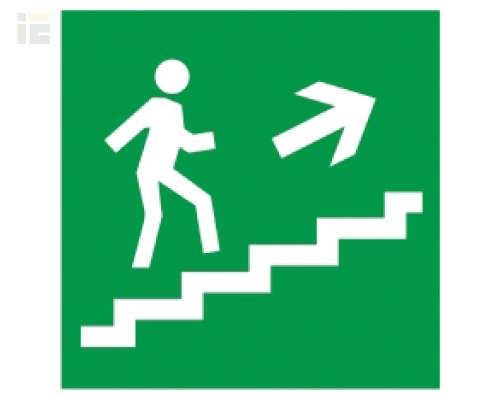 YPC30-150NEV-LNAPRVV | Этикетка самоклеящаяся 150х150мм Направление к эвакуационному выходу (по лестнице направо вверх) | IEK