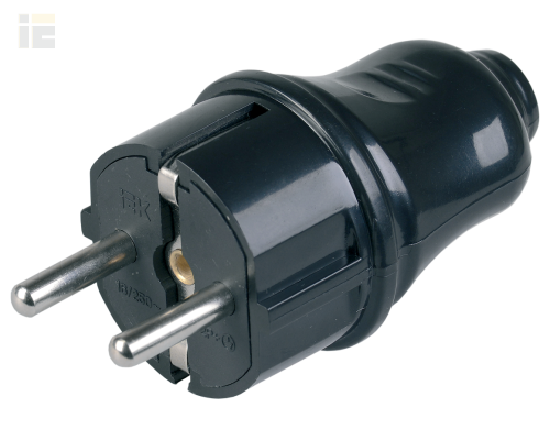 EVP10-16-01-K02 | Вилка разборная прямая ВПп10-02-Ст с заземляющим контактом 16А черная | IEK