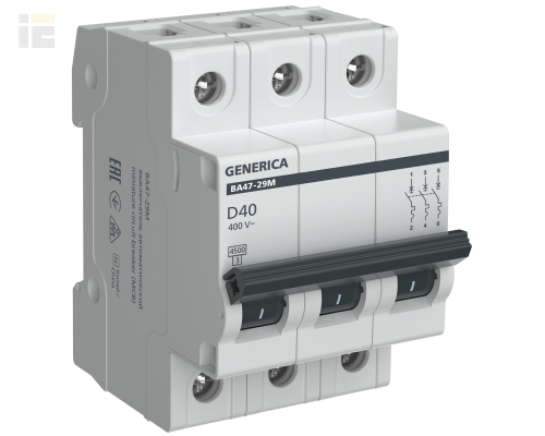 Автоматический выключатель ВА47-29М 3P 40А 4,5кА D GENERICA