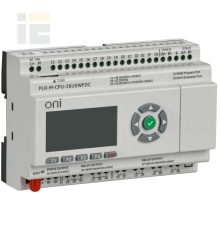 Микро ПЛК ONI. Расширяемая версия. Со встроенным экраном. 16 дискретных входов (4 как 0-20мА, 8 как 0-10В, 4 до 60кГц), 2 транзисторных выхода до 10кГц, 8 релейных выходов. RTC. SD карта. 2хRS485. Ethernet. WiFi. Напряжение питания 24В DC
