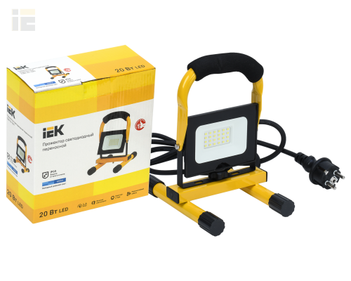 LPDO603-020-65-K02 | Прожектор светодиодный СДО 06-20П переносной 6500К IP65 черный | IEK