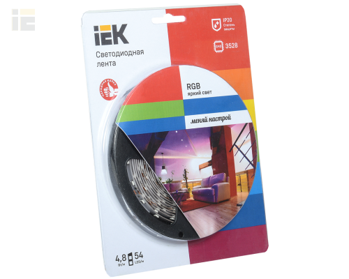 LSR1-3-054-20-1-05 | Лента светодиодная 5м блистер LSR-3528RGB54-4.8-IP20-12V IEK-eco | IEK