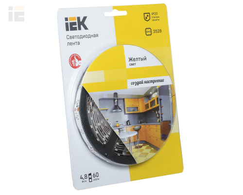 LSR1-4-060-20-1-05 | Лента светодиодная 5м блистер LSR-3528Y60-4.8-IP20-12V IEK-eco | IEK
