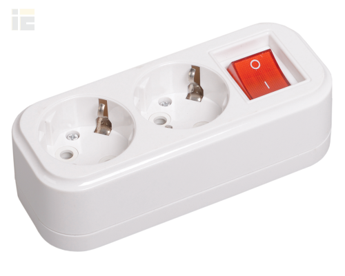 KYP11-16-02-00-ZK | Розетка разборная переносная с выключателем К02В 2 места CLASSIC | IEK