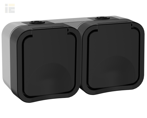 TORS Розетка 2-местная горизонтальная 16А IP55 TS122 графит