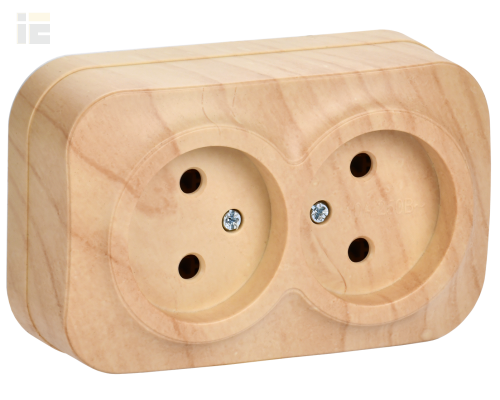 ERH20-K34-10 | Розетка двухместная для открытой установки РС22-2-ХС без заземления 10А GLORY сосна | IEK