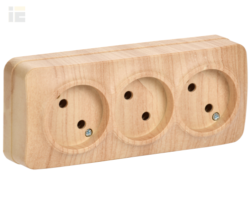 ERH30-K34-10 | Розетка трехместная для открытой установки РС23-2-ХС без заземления 10А GLORY сосна | IEK