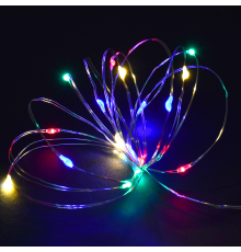 LIGHTING Гирлянда роса 2м 20 светодиодов RGBY IP20 прозрачный шнур 0,3м 2АА IEK