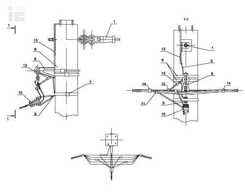 Опора УПС33 ж/б специальная угловая с оттяжкой одноцепная с ответвлением в одну сторону СИП4-4