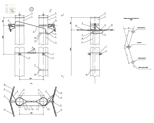 Опора УПд181 деревянная угловая промежуточная двухцепная