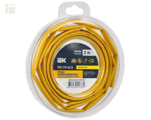 Трубка термоусадочная ТТУ нг-LS 6/3 желтая (2м/упак)