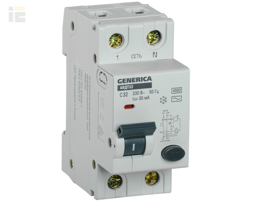 MAD25-5-032-C-30 | АВДТ 32 C32 - Автоматический Выключатель Дифф. Тока | GENERICA
