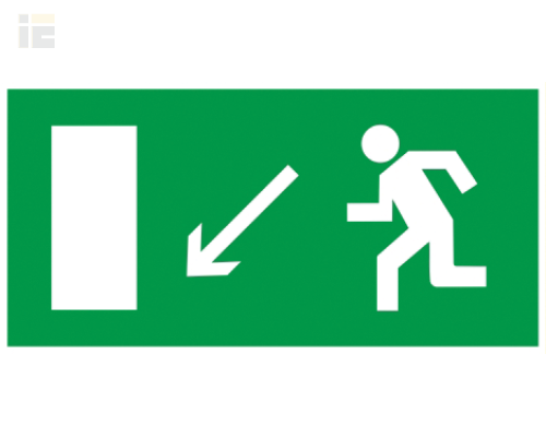 YPC30-2010NEV-NALVN | Этикетка самоклеящаяся 200х100мм Направление к эвакуационному выходу налево вниз | IEK