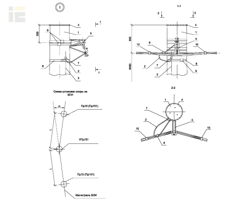 Опора УПд151 деревянная угловая промежуточная одноцепная