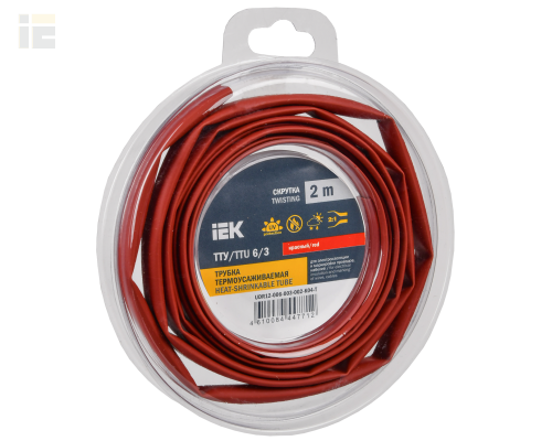 Трубка термоусадочная ТТУ нг-LS 6/3 красная (2м/упак)
