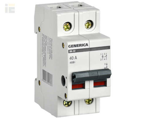MNV15-2-040 | Выключатель нагрузки (мини-рубильник) ВН-32 2Р 40А | GENERICA