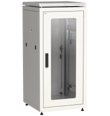 ITK LINEA N Шкаф сетевой 19 28U 600х600мм стеклянная передняя дверь задняя металлическая серый