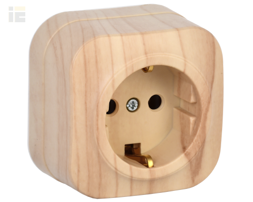 ERH11-K34-16 | Розетка одноместная для открытой установки РС20-3-ХС с заземлением 16А GLORY сосна | IEK