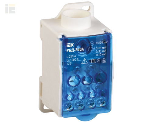 RBD-250 | Блок распределительный РБД-250А на DIN-рейку | IEK