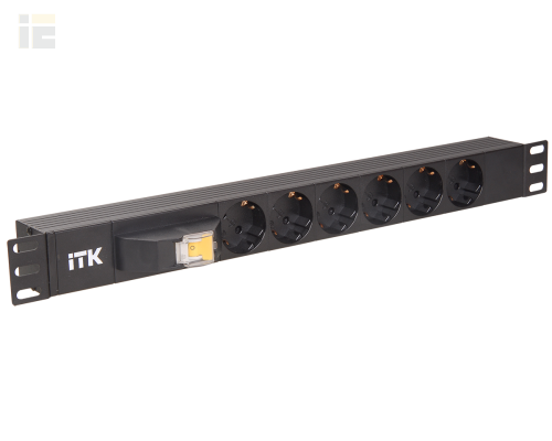 PH21-6D3 | ITK PDU 6 роз. нем. ст. с автом.10А 1U, вх.С14 без каб. чер. |