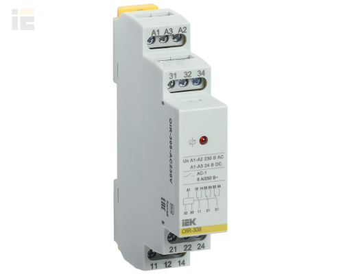 OIR-308-AC230V | Реле промежуточное модульное OIR 3 контакта 8А 230В AC | IEK