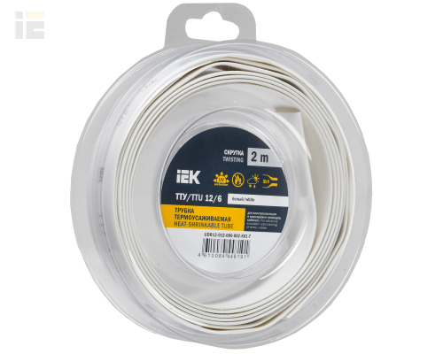 Трубка термоусадочная ТТУ нг-LS 12/6 белая (2м/упак)