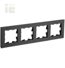 BRITE Рамка 4-местная РУ-4-2-Бр стекло черный матовый IEK