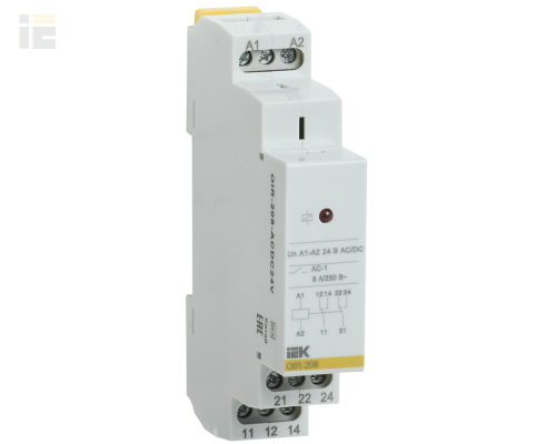 OIR-208-ACDC24V | Реле промежуточное модульное OIR 2 контакта 8А 24В AC/DC | IEK