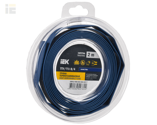 Трубка термоусадочная ТТУ нг-LS 8/4 синяя (2м/упак)