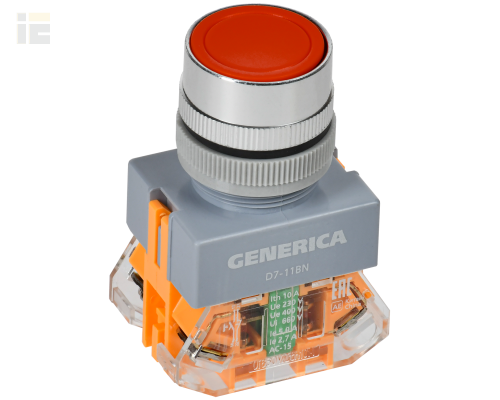Кнопка управления D7-11BN d=22мм 1з+1р красная GENERICA