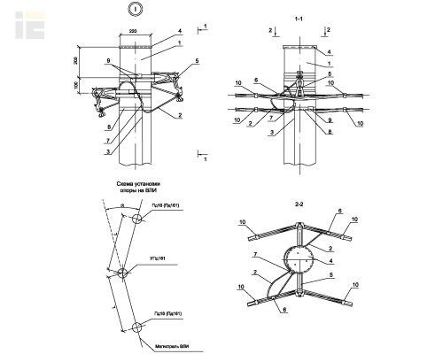 Опора УПд161 деревянная угловая промежуточная двухцепная