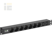 ITK PDU 7 розеток немецкий стандарт + 2 С13 1U кабель 2м вилка C14