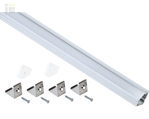 LSADD1919-SET1-2-N3-1-08 | Профиль алюминиевый для светодиодной ленты 1919 накладной треугольный 2м с комплектом аксессуаров (опал) | IEK