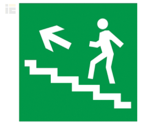 YPC30-150NEV-LNALVV | Этикетка самоклеящаяся 150х150мм Направление к эвакуационному выходу (по лестнице налево вверх) | IEK